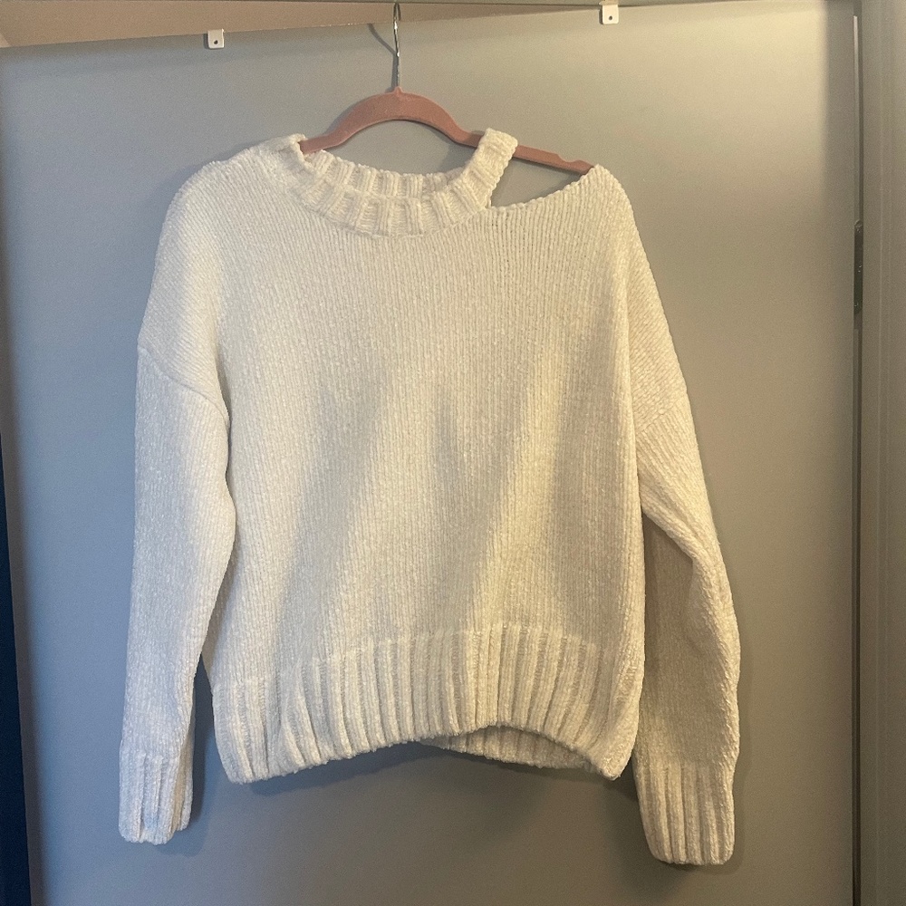Honey Punch One Shoulder Cream Sweater